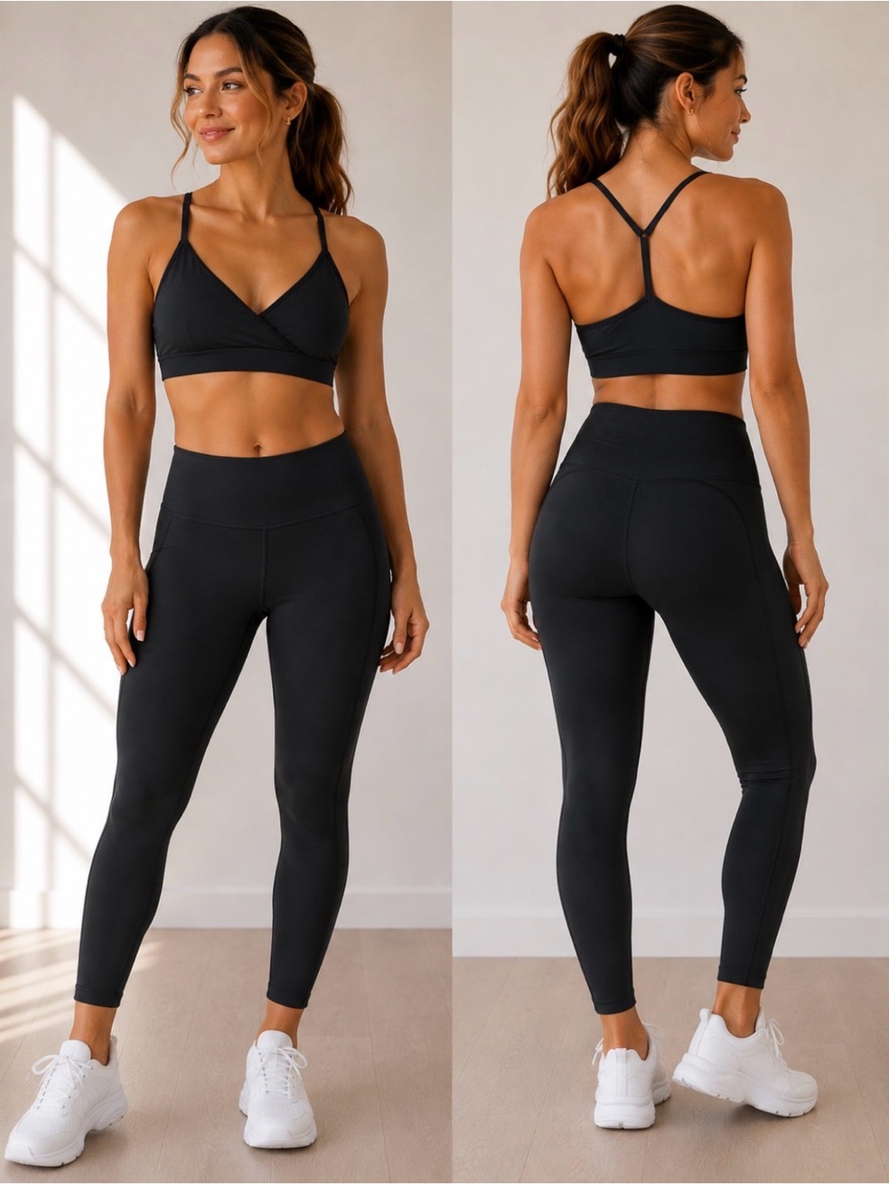PINK Active Black Sports Bra - Strappy Support